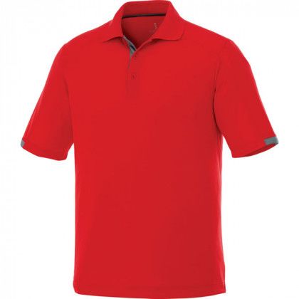 Kiso Short Sleeve Polo | Branded Men's Golf Shirts - Red/Steel Gray