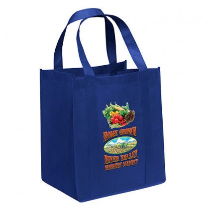 Heavy Duty Reusable Full Color Grocery Bag-Huge Gusset - Royal