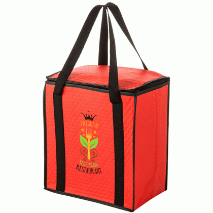 Red Personalized 12 Can Thermal Totes | Twelve Pack Size Custom Insulated Bags | Wholesale Cheap Insulated Tote Bags 