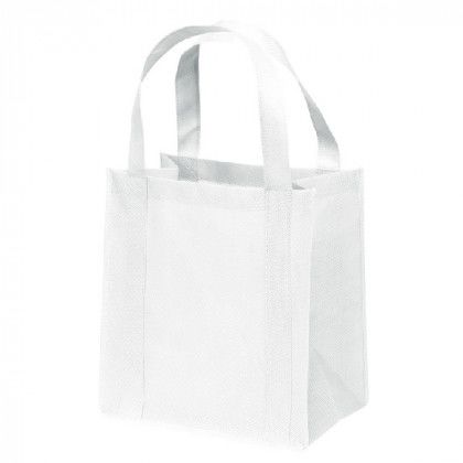 Small Reusable Tote Bag-Wide Gusset-Full Color Imprint - White