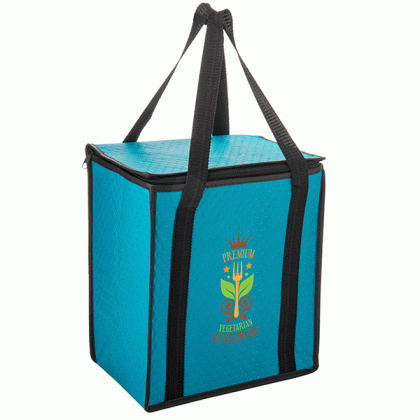 Aquamarine Personalized 12 Can Thermal Totes | Twelve Pack Size Custom Insulated Bags | Wholesale Cheap Insulated Tote Bags 