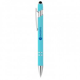 Athens Soft Touch Metal Ballpoint Logo Pen -  Caribbean blue