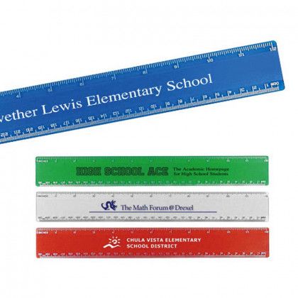 12 in. Beveled Plastic Ruler Promotional Custom Imprinted With Logo