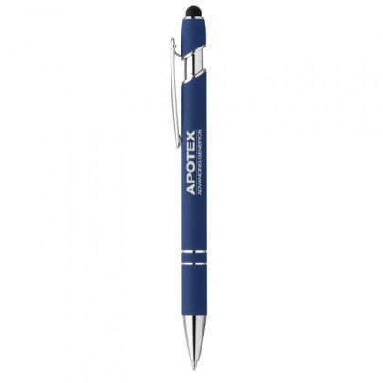 Athens Soft Touch Metal Ballpoint Logo Pen - Navy blue