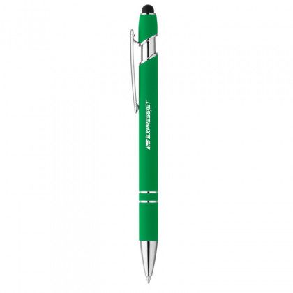 Athens Soft Touch Metal Ballpoint Logo Pen - Green