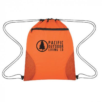 Courtside Drawstring Sports Pack with Logo - Orange