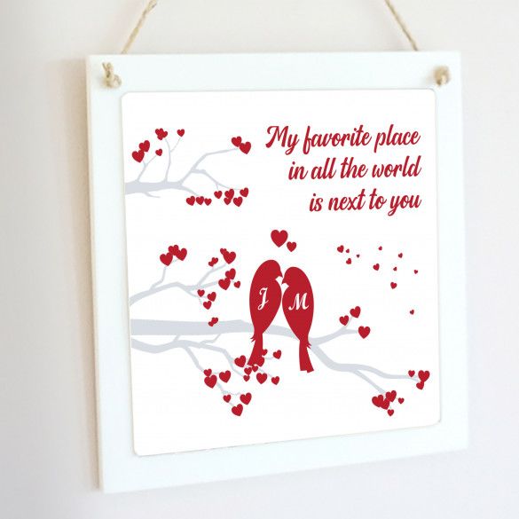 Love Birds Hanging Wooden Wall Decor