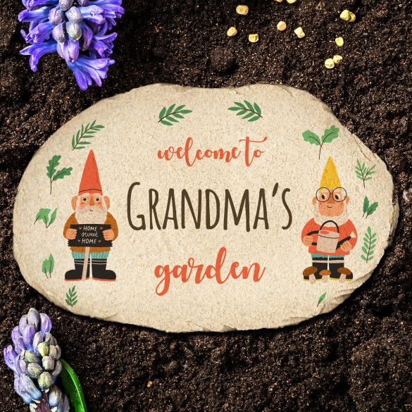 Garden Gnomes Personalized Oval Garden Stone | Custom Gardening Gifts