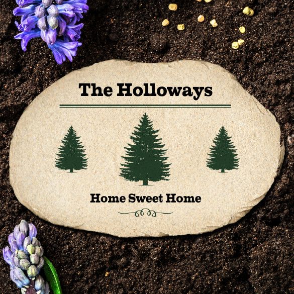 Pine Forest Personalized Oval Garden Stone | Garden Stone House Marker