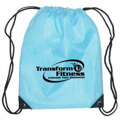 Custom Drawstring Gym Bags | Drawstring Sports Pack with Reinforced Corners | Cheap Promotional Backpacks - Light Blue