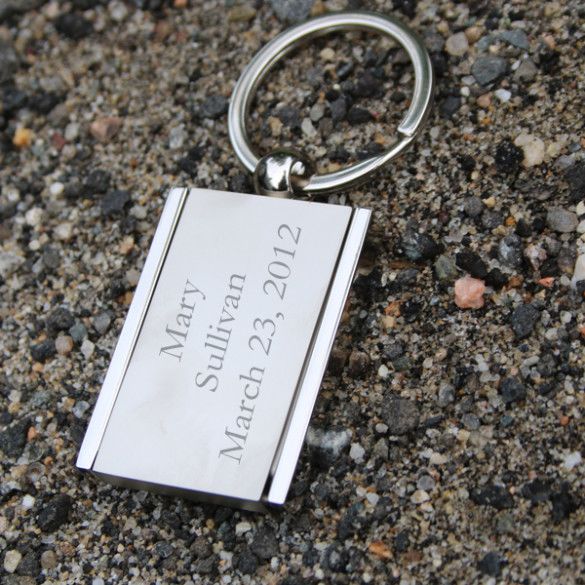 Engraved Photo Frame Key Ring with Mirror