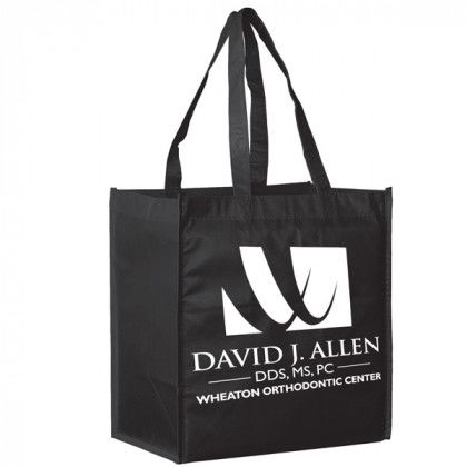 Black Non-Woven Reusable Grocery Bag | Custom Grocery Bags | Cheap Wholesale Tote Bags Made from Recycled Materials