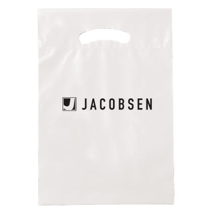 Printed 9 x 13 Fold-Over Reinforced Die Cut Bag - White