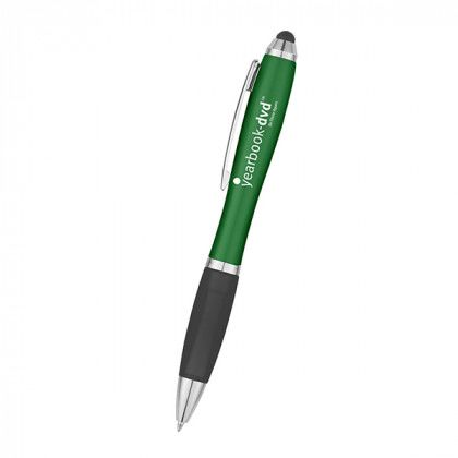 Custom Satin Stylus Pen - Green with Black