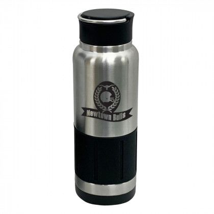 Promotional 20 oz Kinsley Stainless Steel Bottle - Silver with black