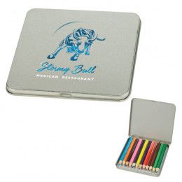 12 Colored Pencil Tin | Wholesale Colored Pencils with Logos