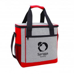 Printed Logo Hancock Heathered Cooler Bag - Red with gray