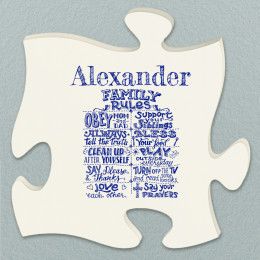 Family Rules Personalized Puzzle Piece Wall Decor