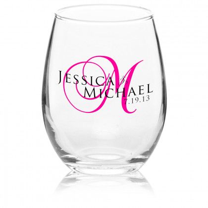 Imprinted 9 oz. Stemless Etched Wine Glasses