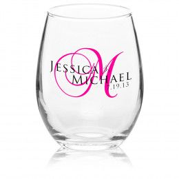 Imprinted 9 oz. Stemless Etched Wine Glasses