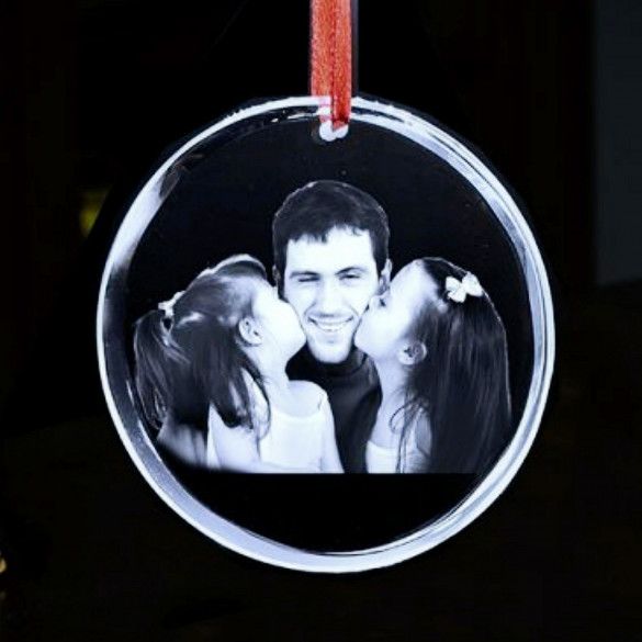 Custom Photo Ornaments | Round 3D Engraved Crystal Ornament