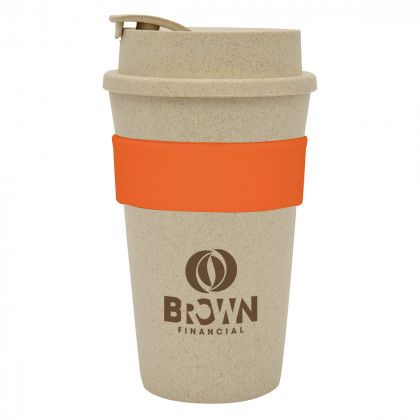 Promo 16 oz Wheat Travel Tumbler - Orange