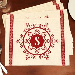 Elegant Snowflake Table Mat with Personalization | Custom Winter Themed Placemat