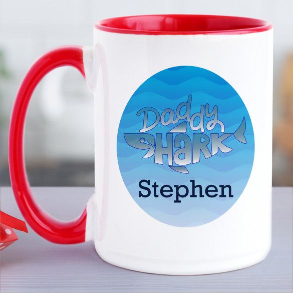 Daddy Shark Personalized Large Coffee Mug - 15oz | Personalized Daddy Shark Coffee Mug with Name