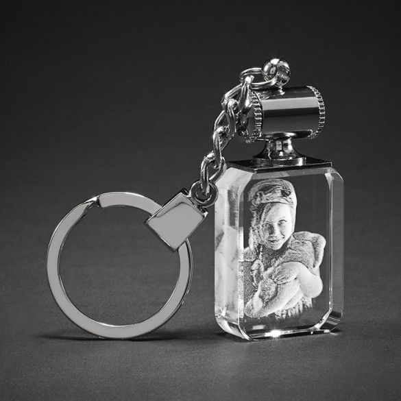 3D Photo Engraved Crystal Tower Keychain