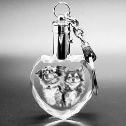 3D Photo Engraved Large Heart Crystal Keychain