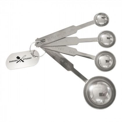 Logo Stainless Steel Measuring Spoons 4 Pc | Custom Kitchen Utensils