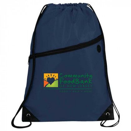 Imprinted Robin Drawstring Bag - Navy blue