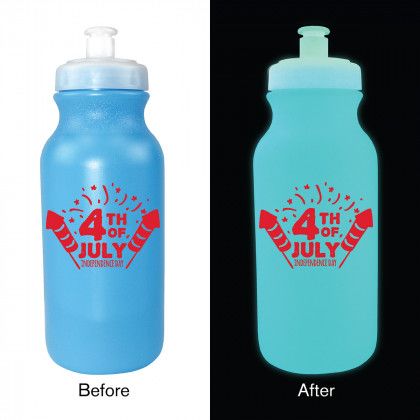 Logo 20 oz Nite Glow Bike Bottle Push-Pull Cap - Light blue