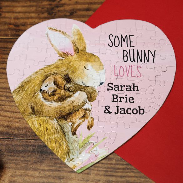 Some Bunny Loves You Personalized Heart Puzzle