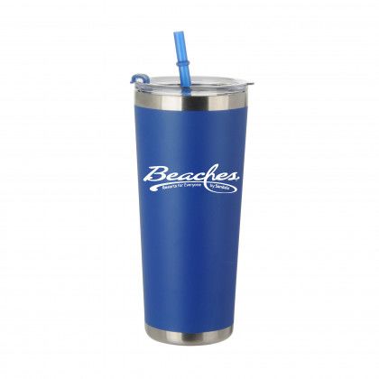 Printed Logo Straw Bottle 20 oz - Blue