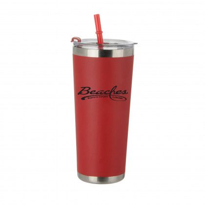 Printed Logo Straw Bottle 20 oz - Red