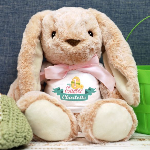 My First Easter Personalized Plush Peach Bunny