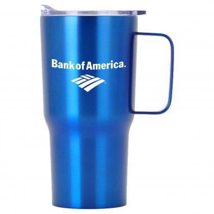 Contoured Stainless Steel Travel Mug with Imprint Blue