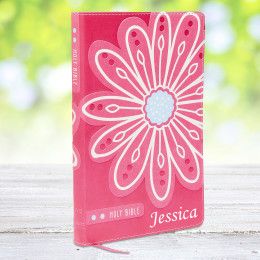 KJV Pink Flower Personalized Bible For Kids