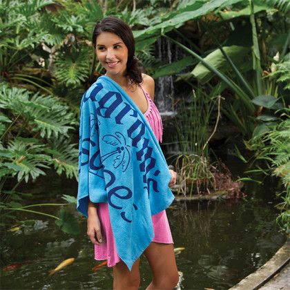 Imprinted Small Colored Beach Towel - Coastal blue