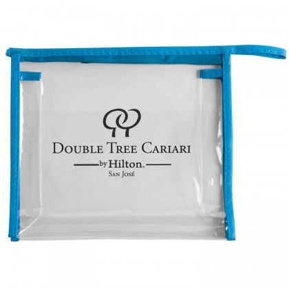 Quart Size Travel Carrier | Wholesale Clear Makeup Bags - Blue