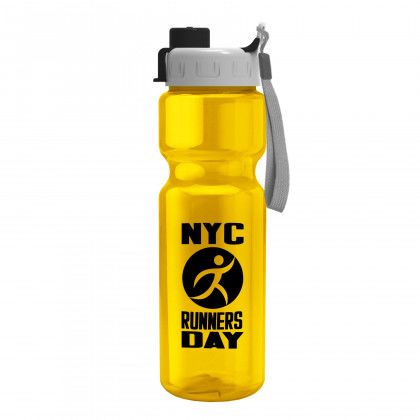 Yellow Custom 28 oz Transparent Bottle Quick Snap Lid