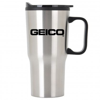 Economy Contoured Stainless Steel Travel Mug Logo Silver