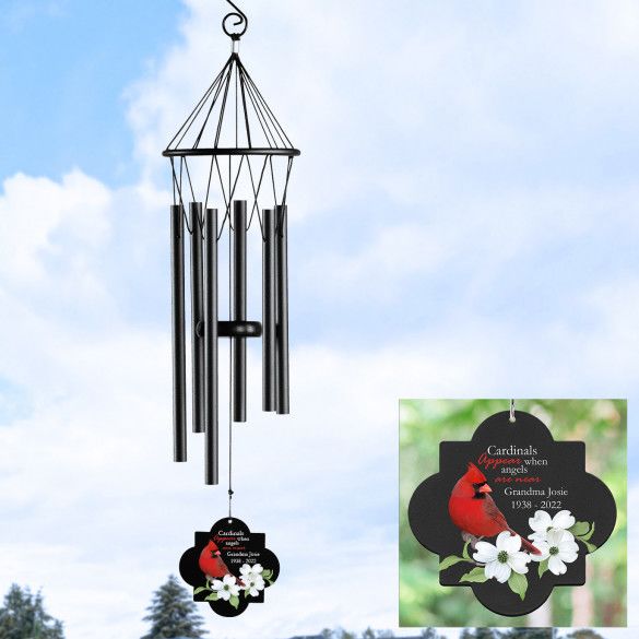 Personalized Memorial Cardinal Wind Chime | Custom Grieving Gift With Cardinal