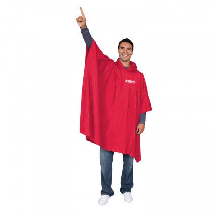 Adult Rain Color Poncho Hood Custom Logo Back - Red