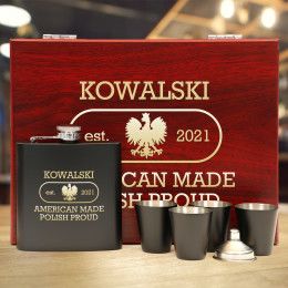 Polish Proud Personalized Black Flask Gift Set