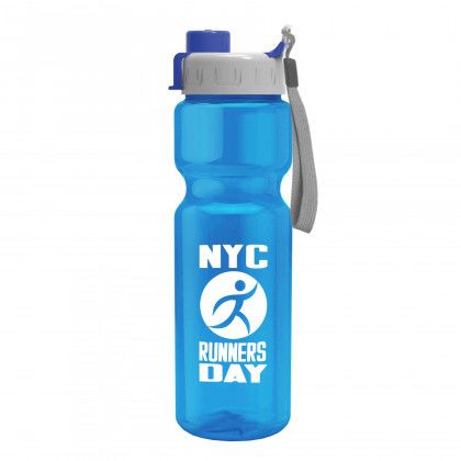 Blue Custom 28 oz Transparent Bottle Quick Snap Lid