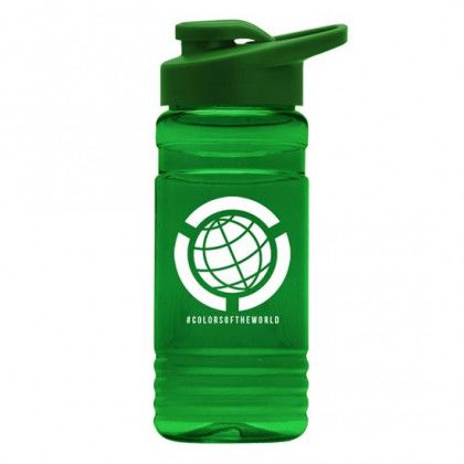 Logo UpCycle RPET Bottle Drink Thru Lid - Transparent Green, Green lid