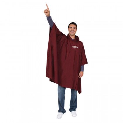 Adult Rain Color Poncho Hood Custom Logo Back - Maroon