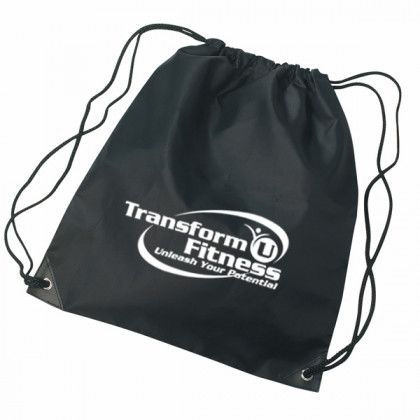 Custom Drawstring Gym Bags | Drawstring Sports Pack with Reinforced Corners | Cheap Promotional Backpacks - Black